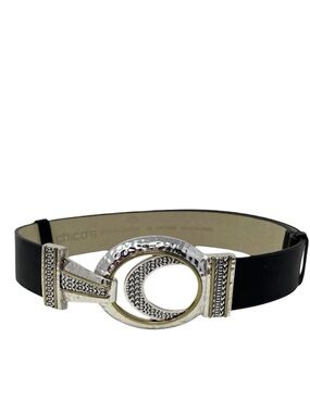 Chicos Statement belt with black leather and 2-tone metal buckle